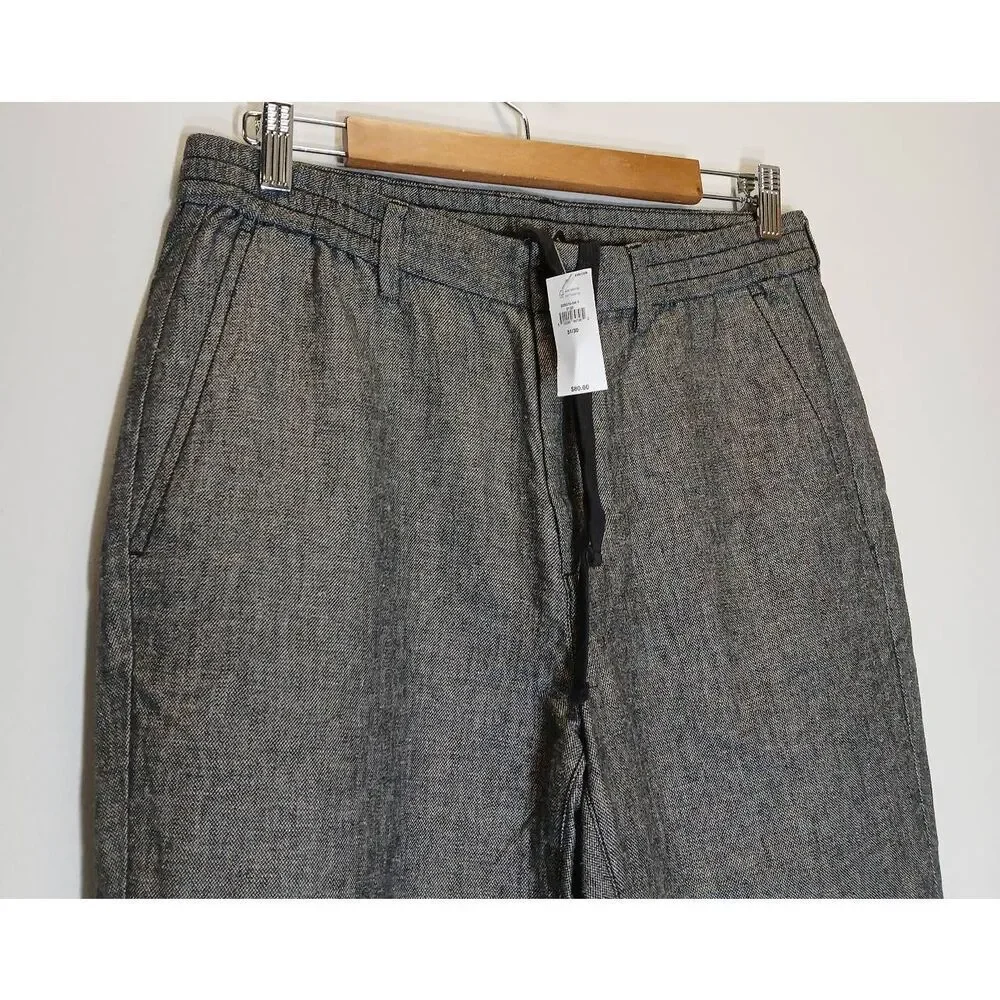 Banana republic womens 30/30 linen cotton pants gray draw string casual